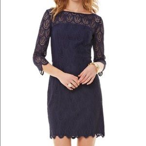 Lilly Pulitzer Hera Lace Sheath Dress Navy Blue, 2